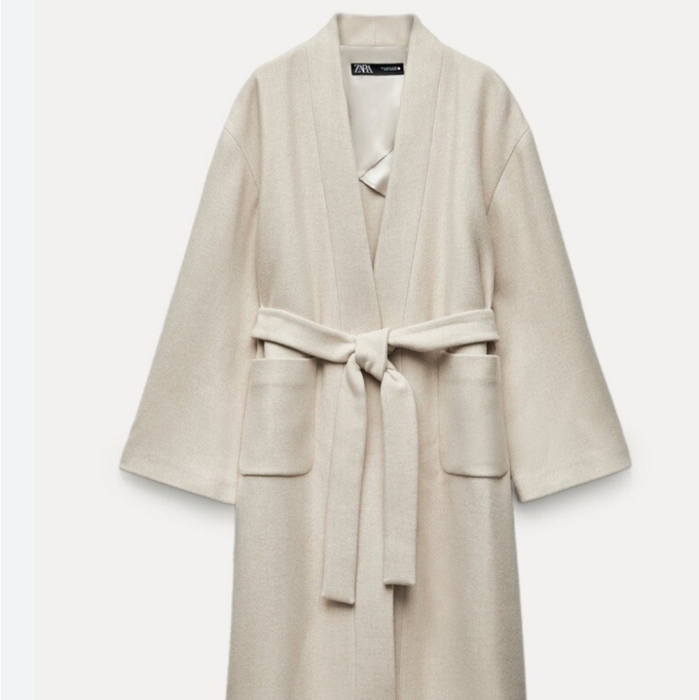 Zara Cream Wool Coat for Women